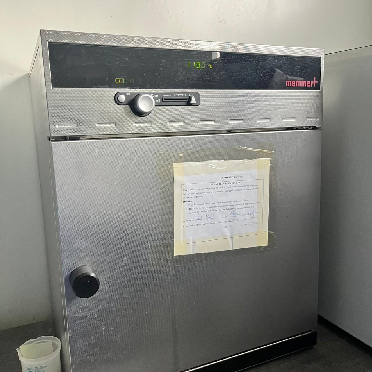 A stainless-steel laboratory incubator